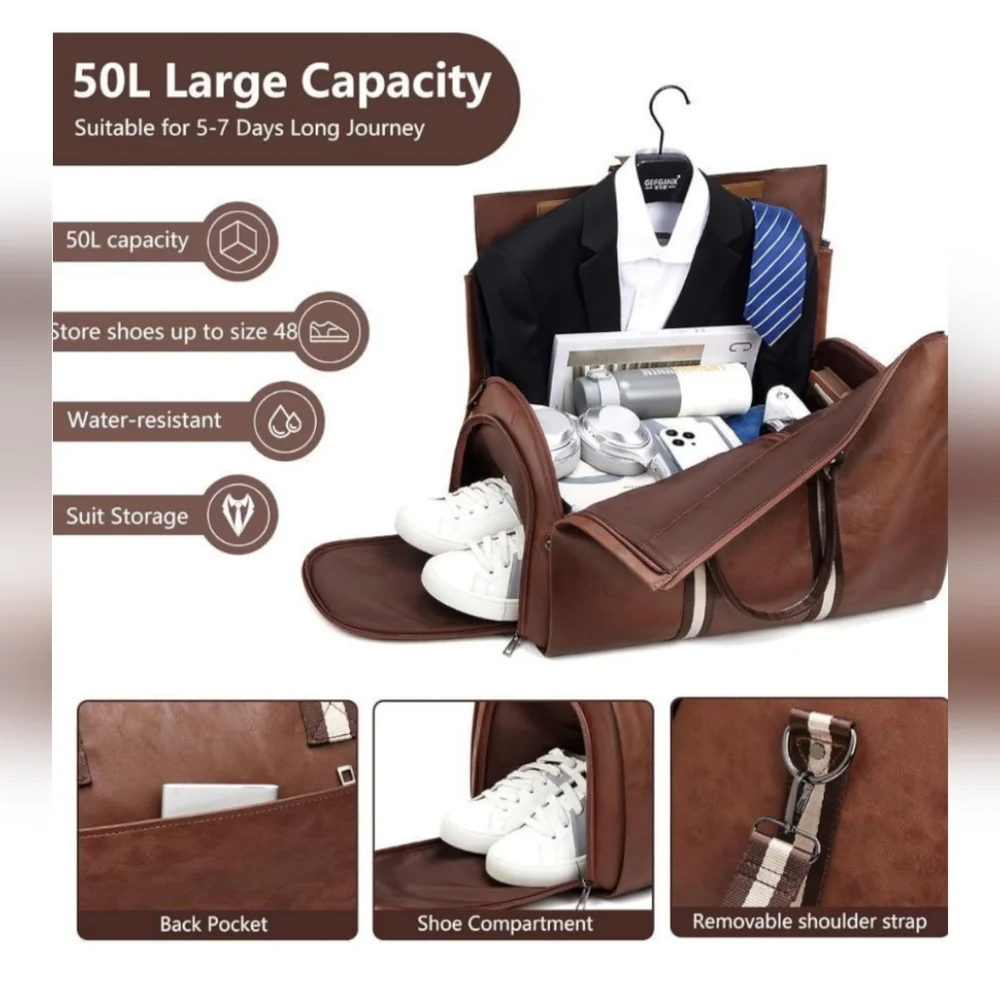 Brown Leather Duffel Bag